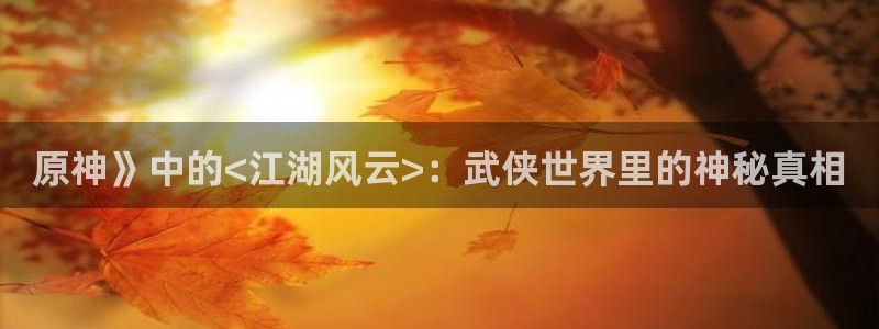 韩漫网站破解版：原神》中的<江湖风云>：武侠世界里的神秘真相